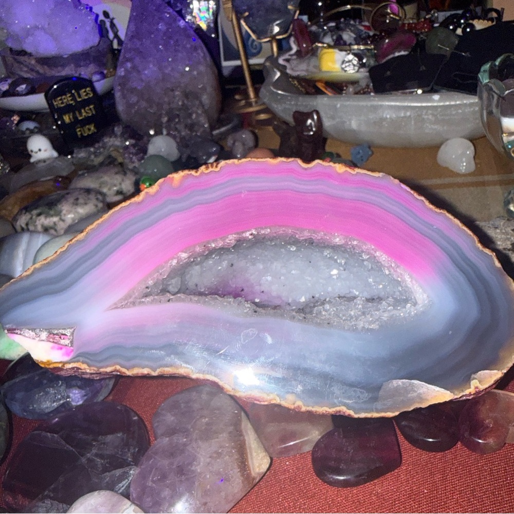 Druzy Pink, Purple & Grey Crystal Geod - Picture 4 of 7